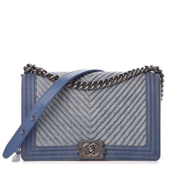 Chanel Denim Chevron Quilted New Medium Boy Flap - Picture 1 of 5